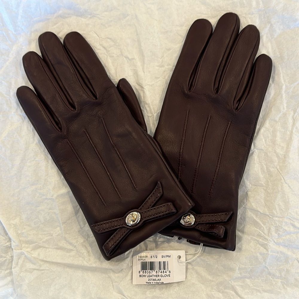 Coach brown leather gloves